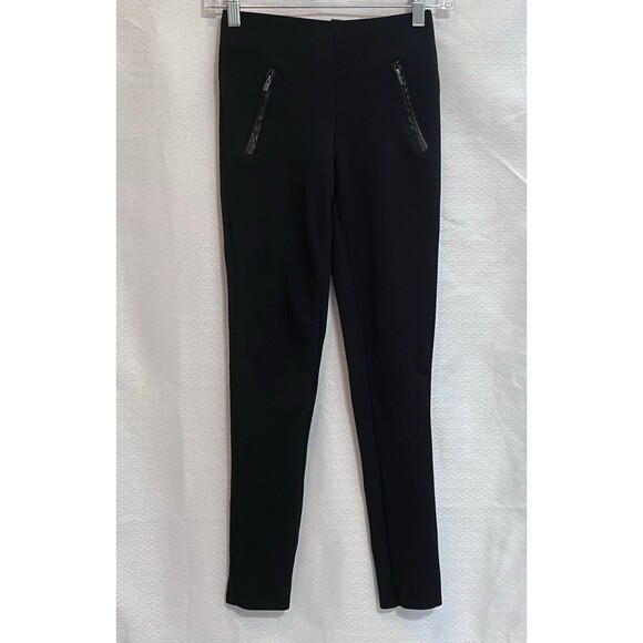 Parasuco Stretch Slim Zippered Pockets Pants Womens XS Black Goth Biker Witchy - Picture 1 of 5